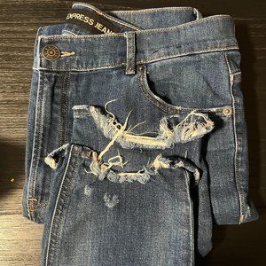 Express High Rise Ripped Jeans - Dark Wash - Size 12